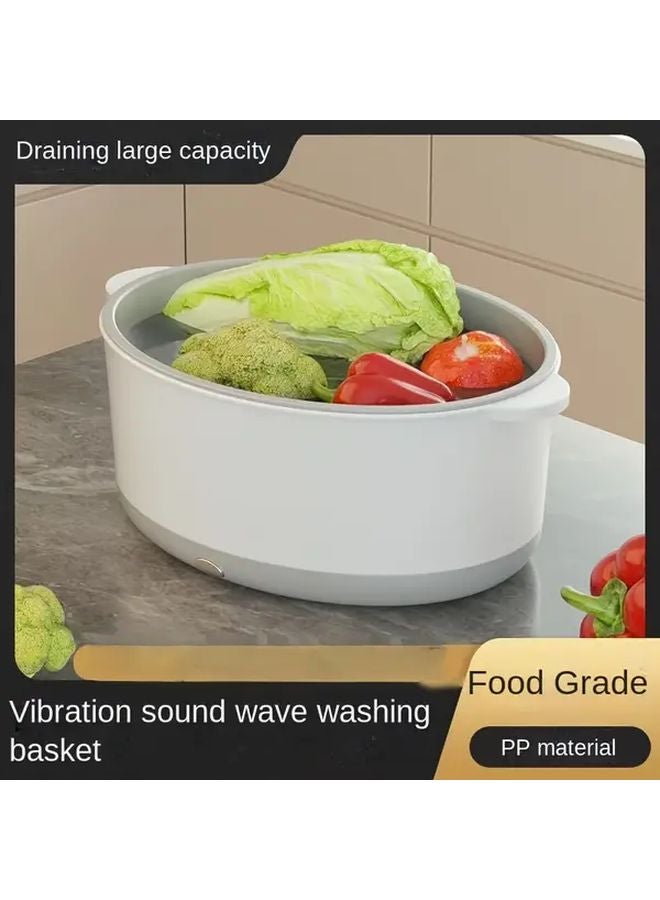 White Automatic Fruit Vegetable Washer Portable Soundwave Technology - Image 2