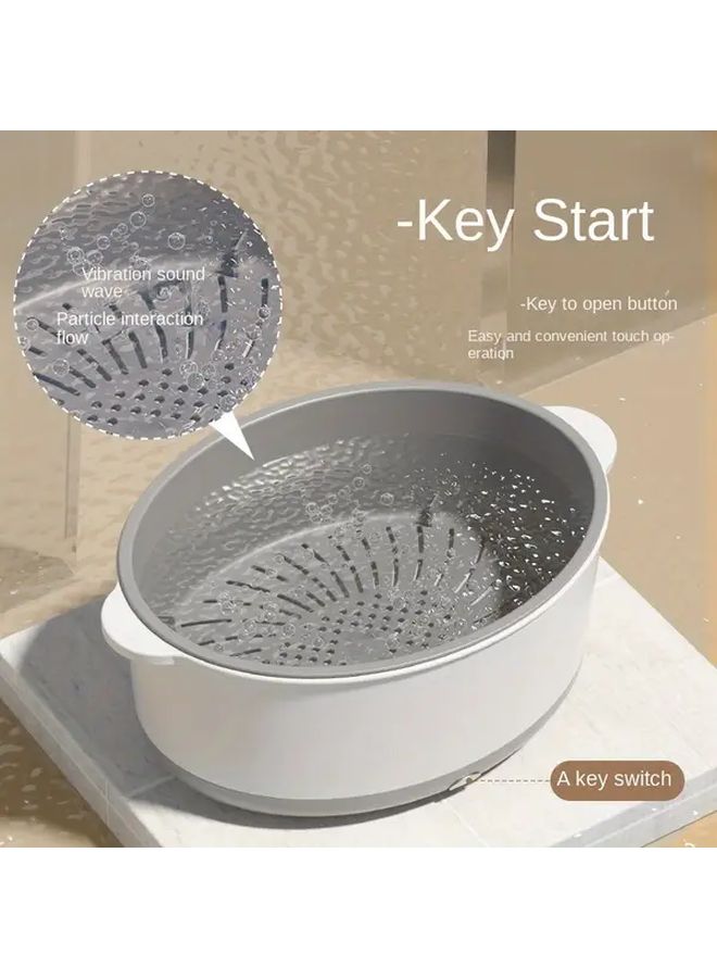 White Automatic Fruit Vegetable Washer Portable Soundwave Technology - Image 4