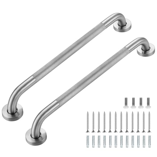Ravinte Hardware Grab Bars for Shower 2 Pack 20Inch Anti Slip Shower Handles for Elderly Stainless Steel Handicap Grab Bars for Bathroom Toilet Brushed Nickel 1 Diameter - Image 1