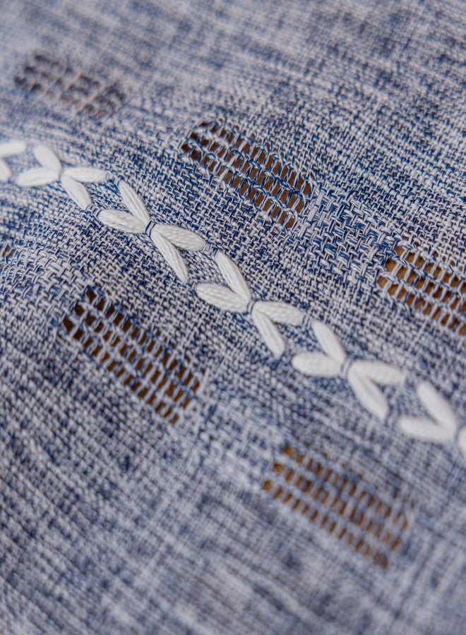 Deeprove ستارة ديبروف زرقاء داكنة بنمط بوهيمي، طولها 84 بوصة، مناسبة لغرفة النوم وغرفة الطعام، بنمط بوهيمي فرنسي غربي، شفافة، بطول 84 بوصة، مزينة بتطريز مخطط، توفر الخصوصية، مع شرابة، ديكور ريفي، عرض 52 × طول 84 بوصة، لوحة واحدة - Image 3