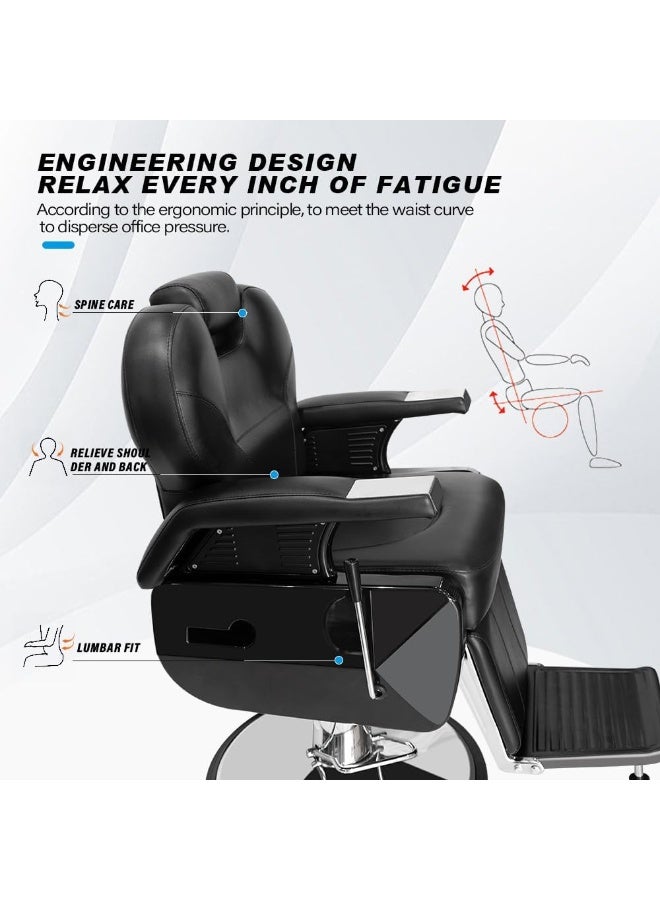 Meishida Barber Chair Professional Men Salon for Hair Stylist, Hair Cutting Chair for Barber Shop Furniture - Black  - Image 3