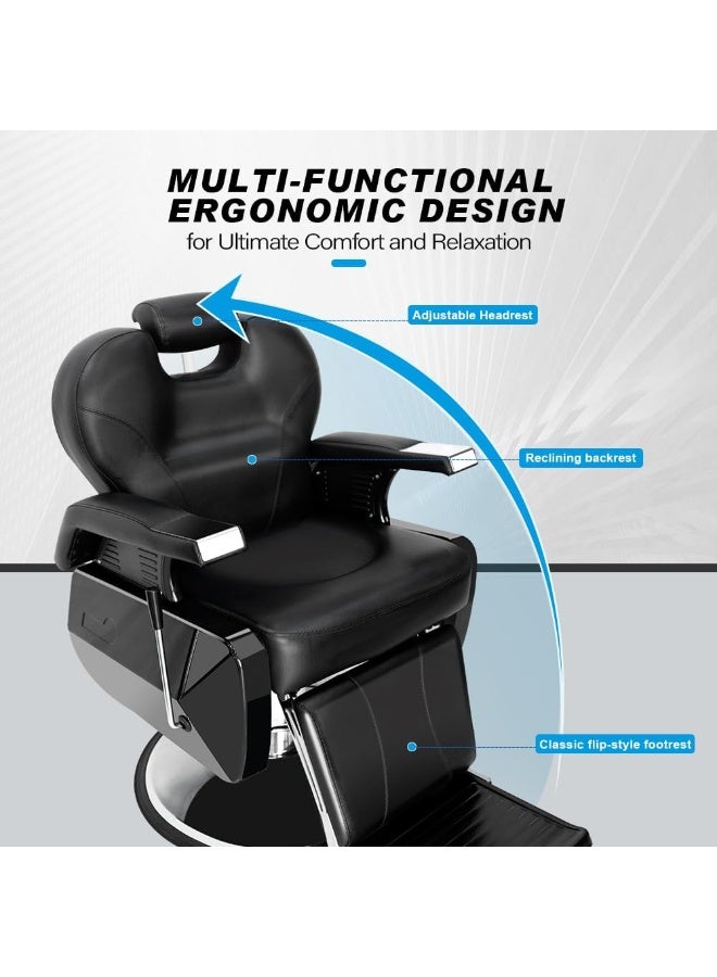 Meishida Barber Chair Professional Men Salon for Hair Stylist, Hair Cutting Chair for Barber Shop Furniture - Black  - Image 2