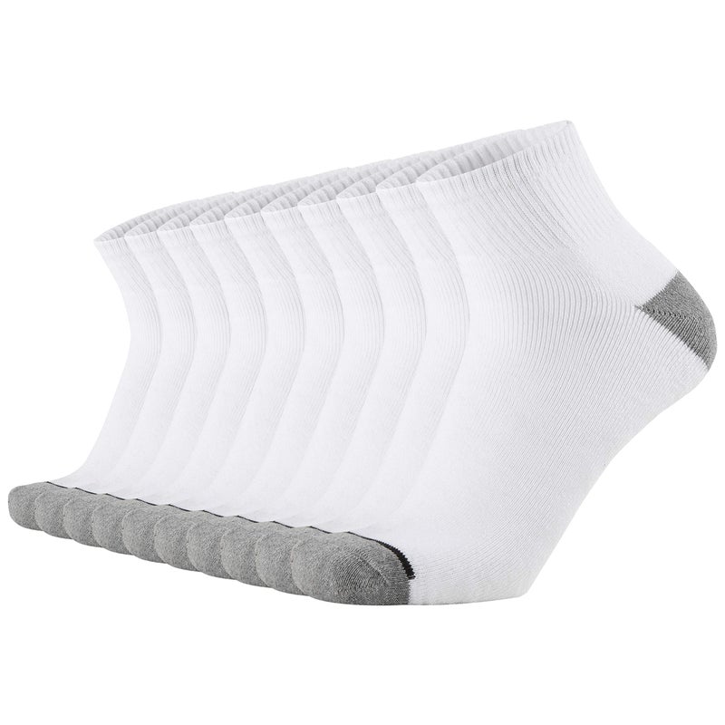 ONKE Cotton Low Cut Quarter Socks for Men Athletic Sport Work with Thick Cushion Moisture Control Anti Blisters Sweat Wicking(White L) - Image 1