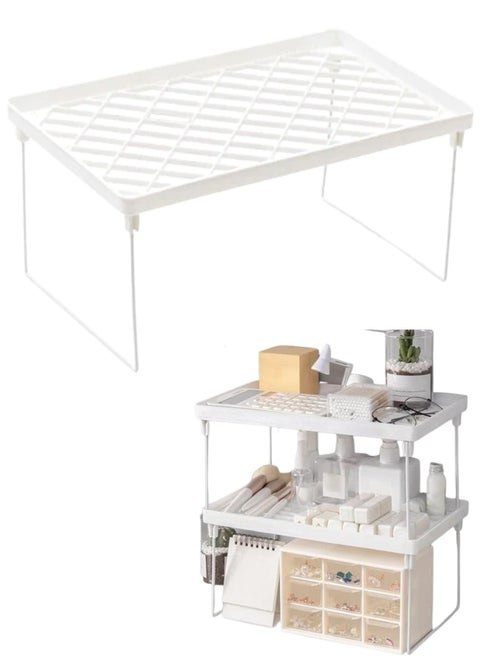 Multipurpose Stackable Desktop Shelf Organizer, Kitchen Spice Rack, Adjustable Desktop Display Shelf, Tabletop Bookshelf, for School, Office, College Dorm Organization 40 x 24 x 18 cm