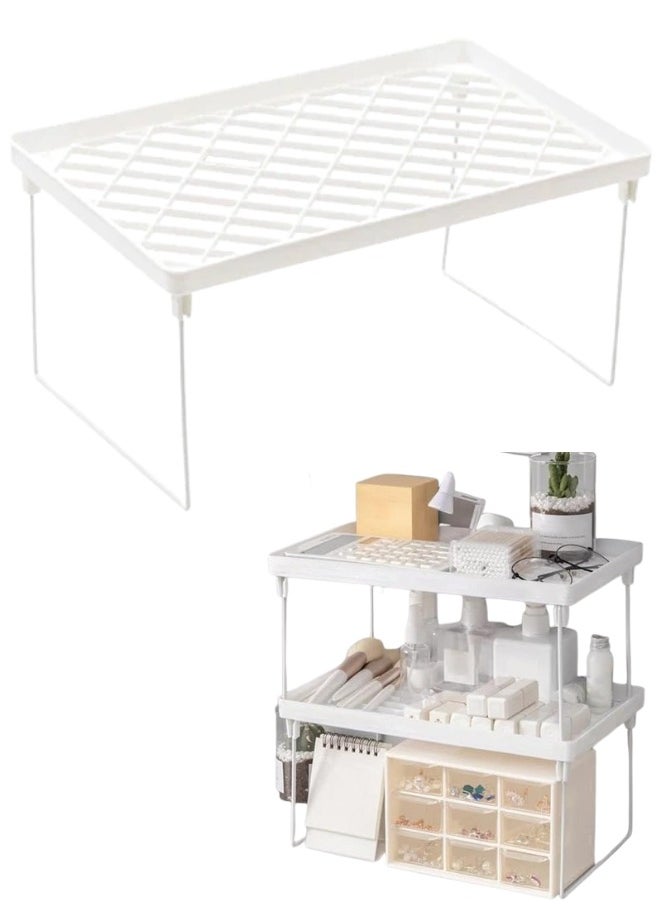 Multipurpose Stackable Desktop Shelf Organizer, Kitchen Spice Rack, Adjustable Desktop Display Shelf, Tabletop Bookshelf, for School, Office, College Dorm Organization 40 x 24 x 18 cm