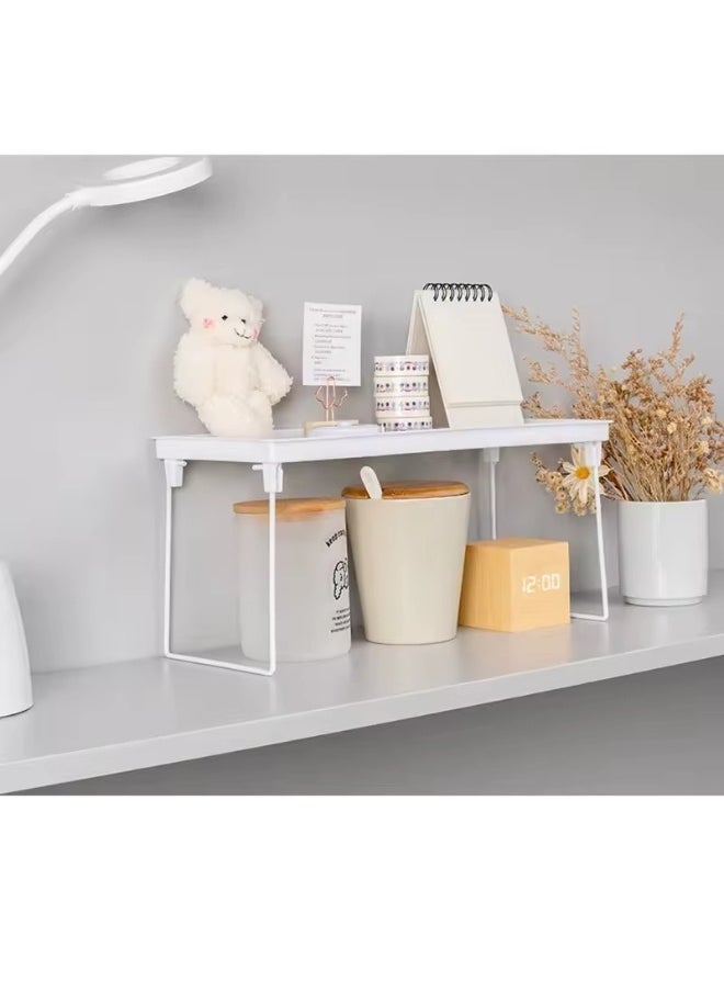 Multipurpose Stackable Desktop Shelf Organizer, Kitchen Spice Rack, Adjustable Desktop Display Shelf, Tabletop Bookshelf, for School, Office, College Dorm Organization 40 x 24 x 18 cm