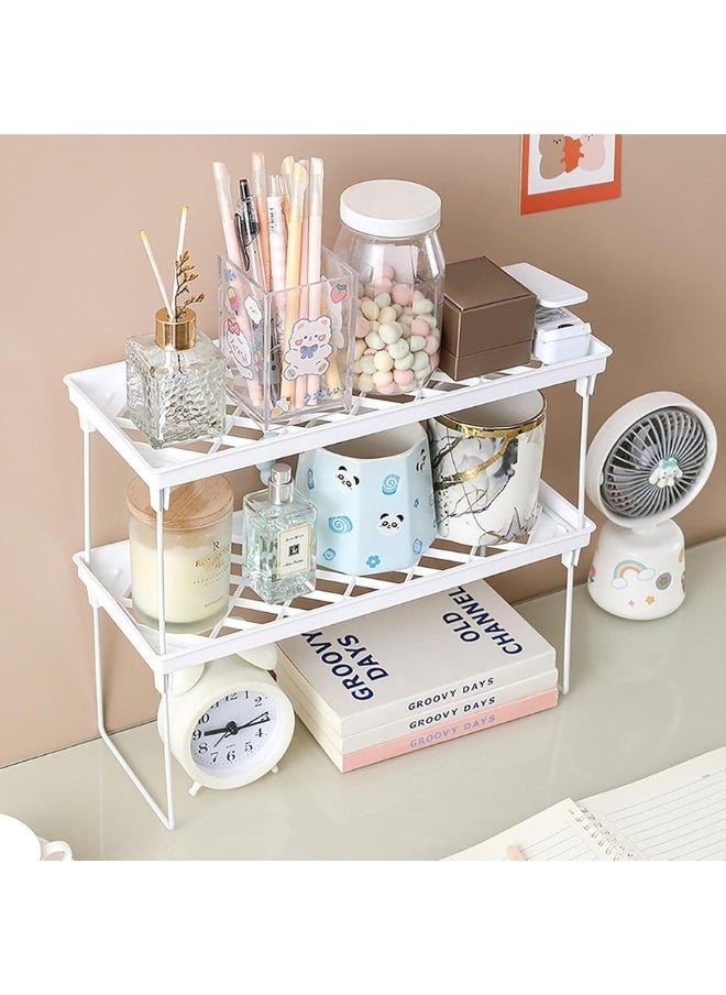 Multipurpose Stackable Desktop Shelf Organizer, Kitchen Spice Rack, Adjustable Desktop Display Shelf, Tabletop Bookshelf, for School, Office, College Dorm Organization 40 x 24 x 18 cm