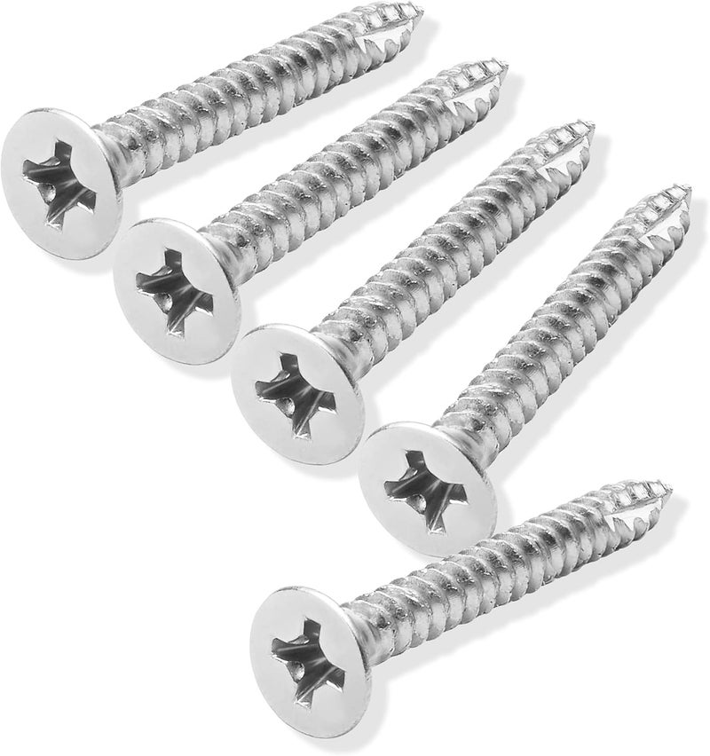 CAULDHAM Store Chrome Wood Screws #9 x 1-1/2 Inch for Door Hinges - 25 Pack - Image 1
