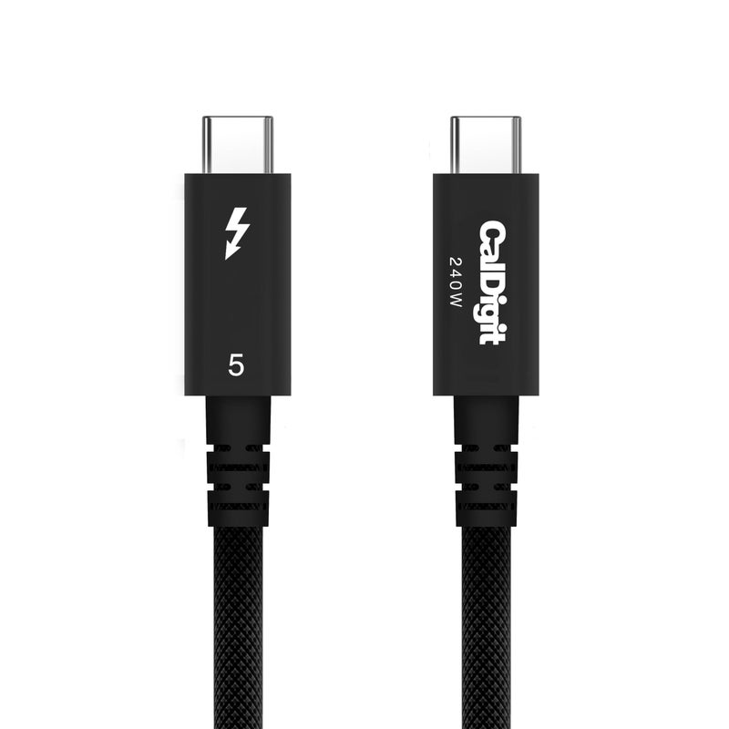 CalDigit Thunderbolt 5 Pro Braided Cable - 120Gbps 240W Power Delivery, Compatible with Thunderbolt 3, 4, USB4 Type C, MacBook Pro, iMac, iPhone 16 Max, Black (0.5m/1.64ft/19.685 Inches) - Image 1