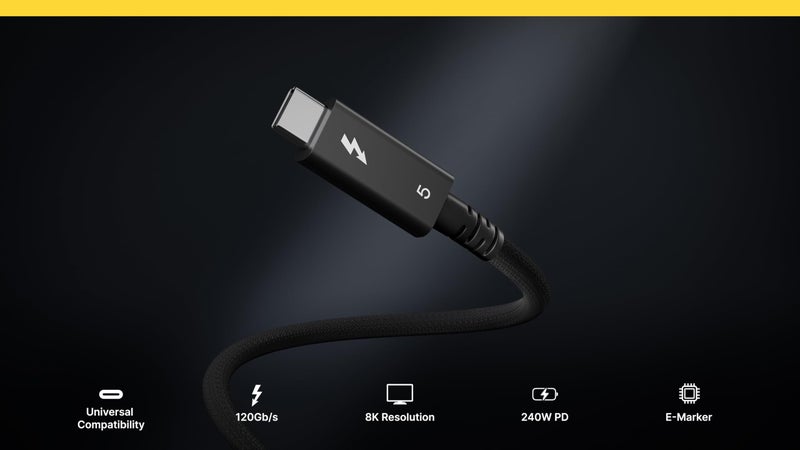 CalDigit Thunderbolt 5 Pro Braided Cable - 120Gbps 240W Power Delivery, Compatible with Thunderbolt 3, 4, USB4 Type C, MacBook Pro, iMac, iPhone 16 Max, Black (0.5m/1.64ft/19.685 Inches) - Image 2