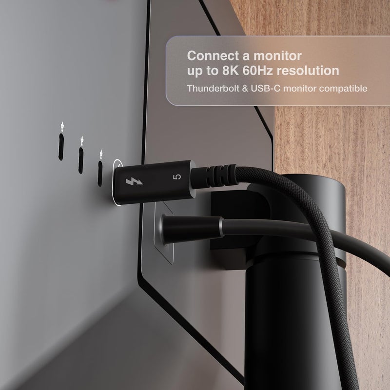 CalDigit Thunderbolt 5 Pro Braided Cable - 120Gbps 240W Power Delivery, Compatible with Thunderbolt 3, 4, USB4 Type C, MacBook Pro, iMac, iPhone 16 Max, Black (0.5m/1.64ft/19.685 Inches) - Image 3