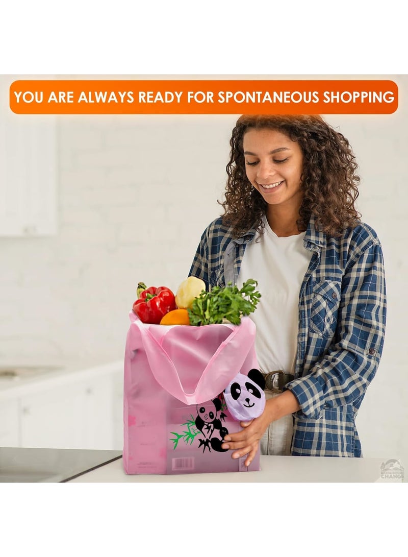 SOLARAE Foldable Reusable Grocery Bags, 5 Pcs Animal Grocery Bags, Washable Design with Large Handles, Reusable Produce Bags, Reusable Storage Bags for Groceries, Gym, Beach Gear, Toys - Image 5