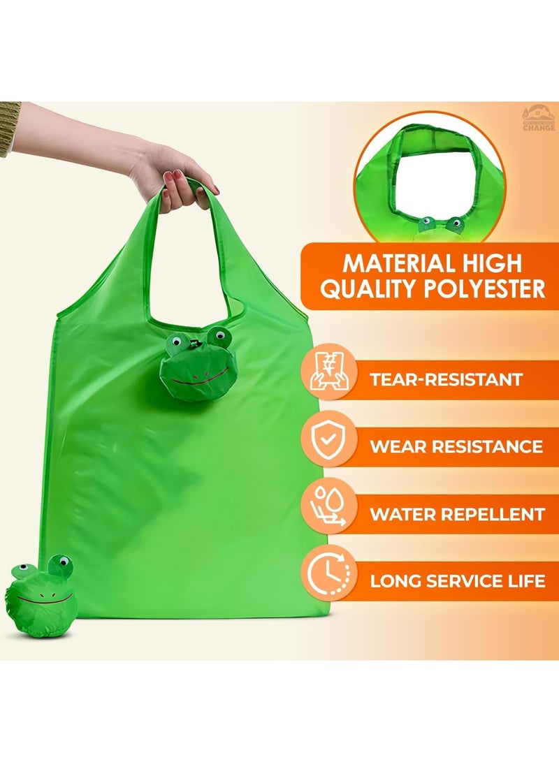 SOLARAE Foldable Reusable Grocery Bags, 5 Pcs Animal Grocery Bags, Washable Design with Large Handles, Reusable Produce Bags, Reusable Storage Bags for Groceries, Gym, Beach Gear, Toys - Image 2