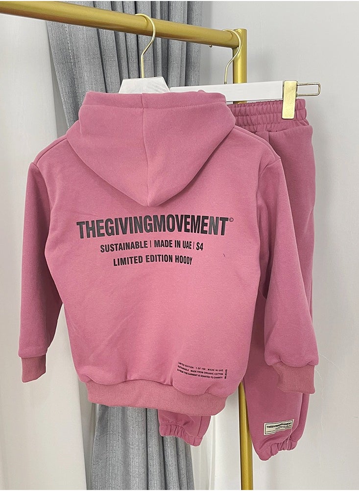 UNIVERSAL Girl'S 2 Piece Outfits Letter Print Long Sleeve Hoodie and Sweatpants Sweatsuits  - Image 2