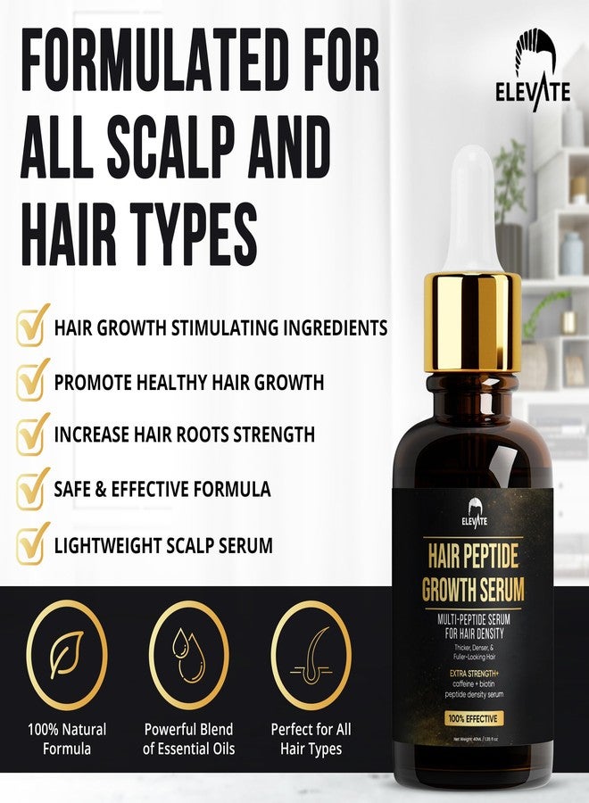 Elevate Multi-Peptide Hair Growth Serum Caffeine + Biotin Peptide Density for Fuller Thicker Visibly Longer Natural Hair Regrowth - Vegan Safe & Gentle Scalp Serum Formula Treatment for Thinning Loss - Image 3