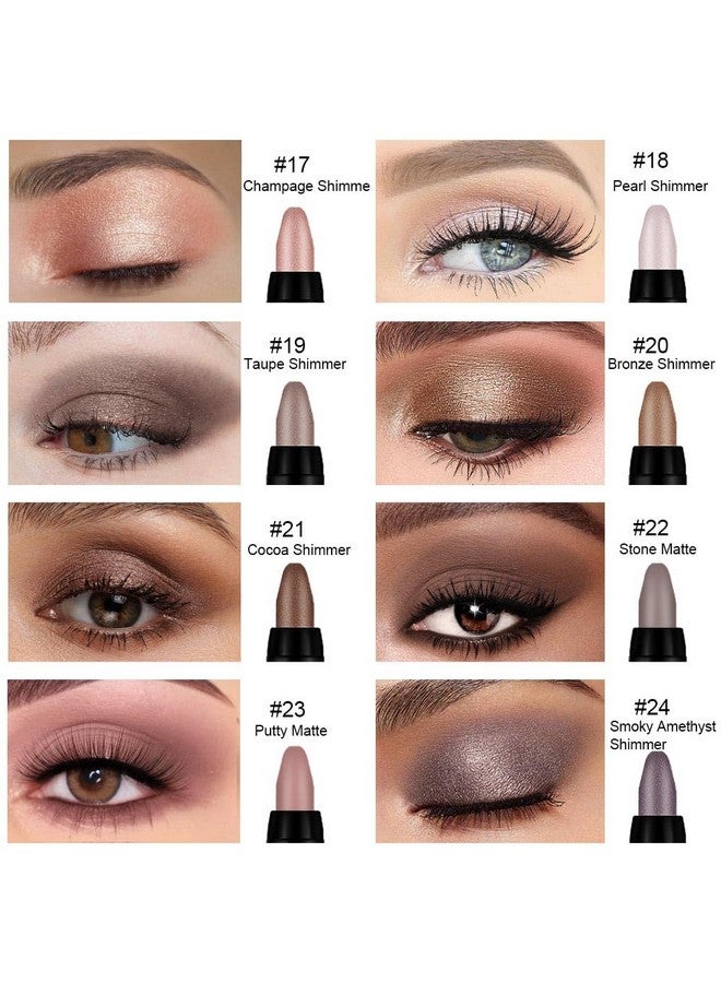 evpct 8Pcs Cream Eye Shadow Brightener Sticks Set for Eyes, Champagne Pearl Taupe Bronze Cocoa Stone Putty Smoky Amethyst Shimmer Matte Pencil Eye shadow Applicator Stick Palette Makeup Waterproof 03 - Image 2