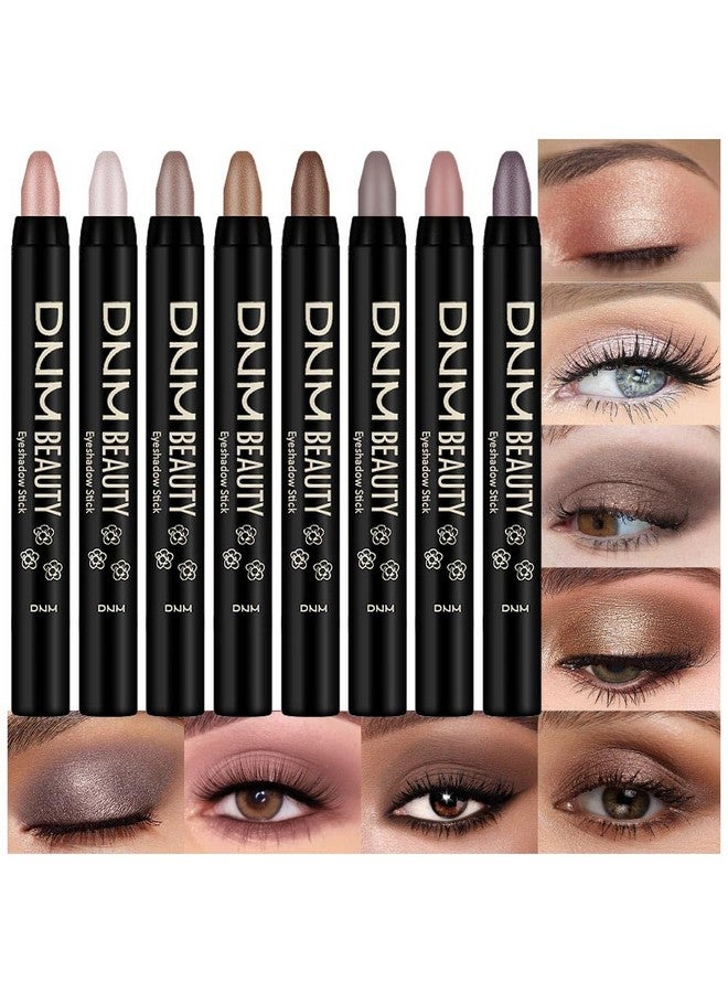 evpct 8Pcs Cream Eye Shadow Brightener Sticks Set for Eyes, Champagne Pearl Taupe Bronze Cocoa Stone Putty Smoky Amethyst Shimmer Matte Pencil Eye shadow Applicator Stick Palette Makeup Waterproof 03 - Image 1