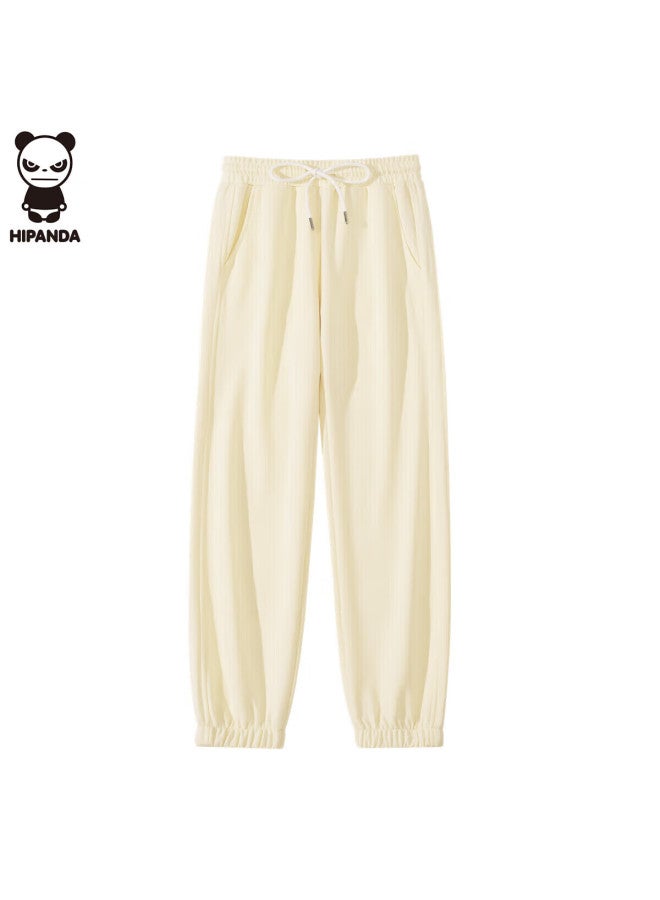 Hipanda o Panda Women's High-waist Slimming Cotton-feel Loose Printed Harem Jogger Sweatpants Off-white 2XL - Image 1