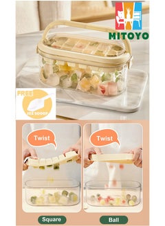 MITOYO Ice Cube Tray With Lid And Portable Ice Bucket - Easy-Release Silicone - 2 Trays 1 Ice Bucket & Scoop - Ice Cube Molds For Freezer BPA Free - Ice Cube Tray Mold For Tea, Beverage, Coffee, Fruit Yogurt  - Image 1