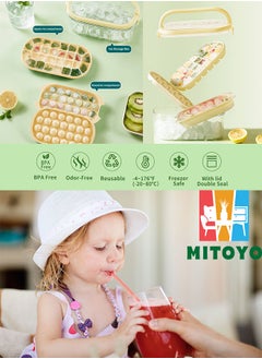MITOYO Ice Cube Tray With Lid And Portable Ice Bucket - Easy-Release Silicone - 2 Trays 1 Ice Bucket & Scoop - Ice Cube Molds For Freezer BPA Free - Ice Cube Tray Mold For Tea, Beverage, Coffee, Fruit Yogurt  - Image 2