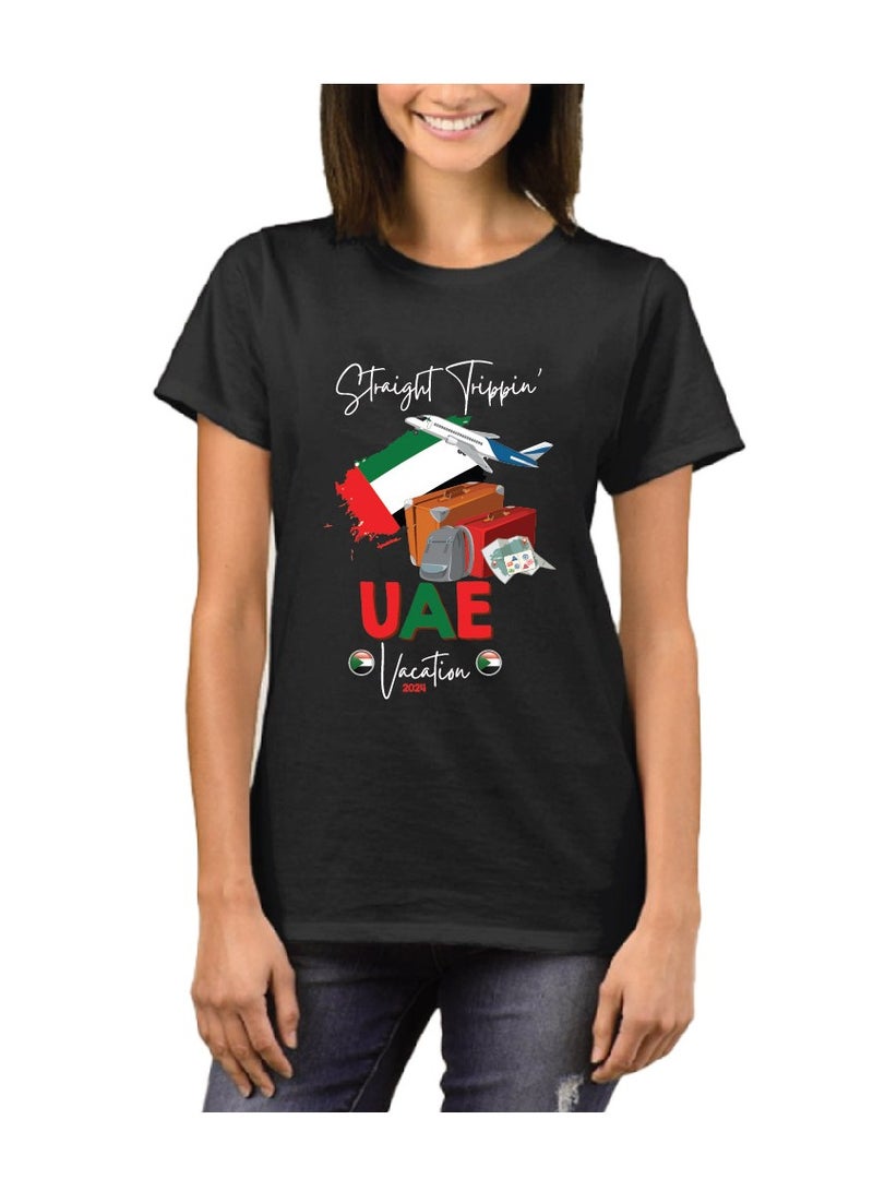 UAE Printed Vacation T-Shirts for Women - Capture Your Arabian Adventure - Image 1