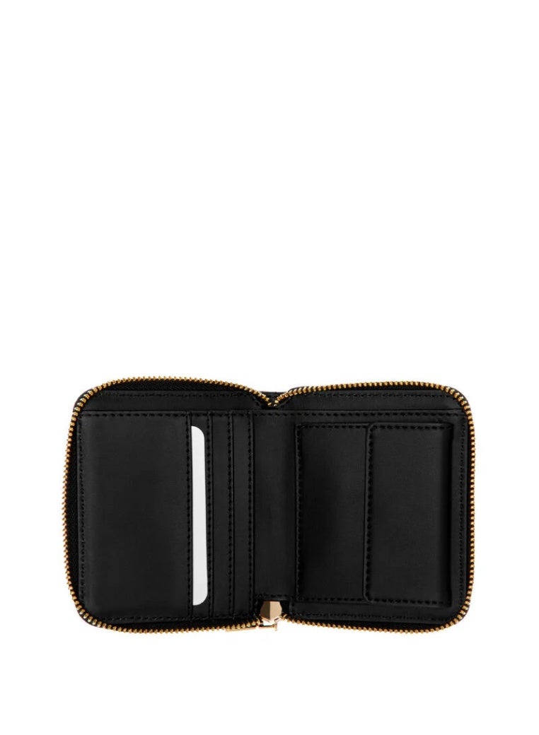 جس محفظة نسائية - محفظة أنيقة من الجلد الصناعي باللون الأسود مع شعار ذهبي، تصميم مضغوط، فتحات للبطاقات وجيب للعملات المعدنية - محفظة أنيقة للاستخدام اليومي للعمل والسفر والسهرات - Image 2