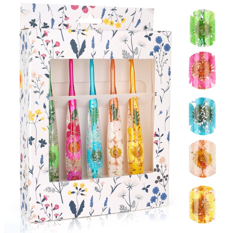 Coopay Crochet Hook Set 5 PCS Crochet Hooks with Case 4mm 45mm 5mm 55mm 6mm Floral Resin Grips Beautiful Ergonomic Great for Crocheting Blankets Dolls Shawls Hats Scarves GJ - Image 2