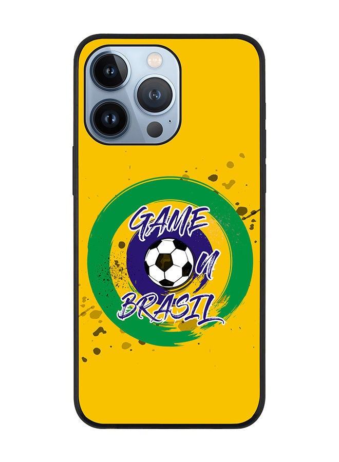 Stylizedd غطاء حافة أسود متين لهاتف Apple iPhone 13 Pro - تصميم نحيف، ناعم، مرن، حواف مطاطية، مقاوم للسقوط، غطاء رقيق من TPU Gel - لعبة على البرازيل - Image 1
