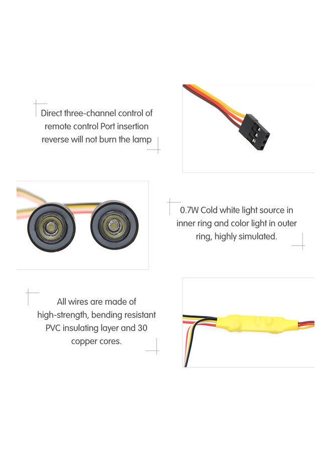 NIBEMINENT LED Headlights Angel Eyes With 12 Modes For 1/10 RC Rock Crawler 8x2x8cm - Image 2
