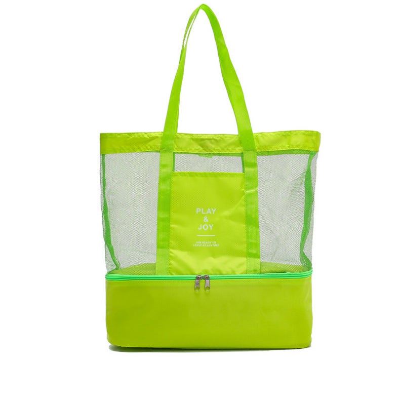 Large Breathable Beach Tote with Dry-Wet Separation Green 