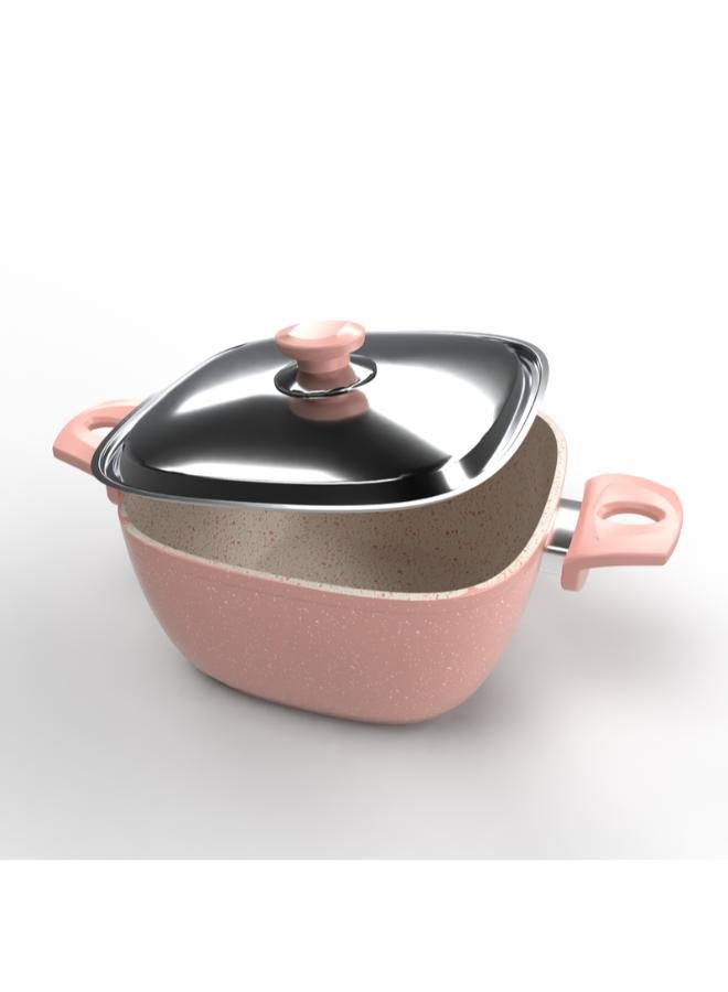 Top Chef Square Granite Pot 24 Cm rose (Suitable For Induction) - Image 4
