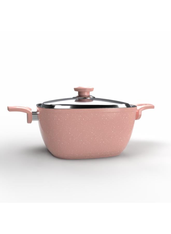 Top Chef Square Granite Pot 24 Cm rose (Suitable For Induction) - Image 2