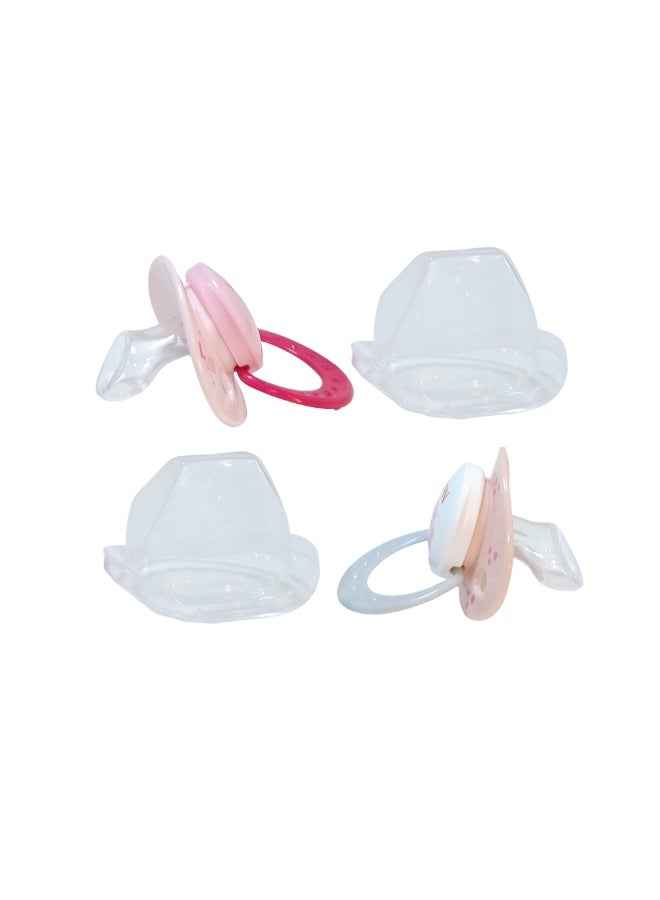 نوفي لهاية سيليكون نوفي مع غطاء حماية للأطفال من عمر 6 أشهر فما فوق، عبوة من قطعتين - لهاية تقويمية كبيرة، لون وردي - Image 2