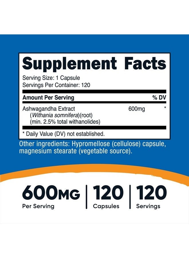 Nutricost Ashwagandha Herbal Supplement 600mg, 120 Capsules - Vegetarian, Non-GMO, Gluten Free, Ashwagandha Root  - Image 2