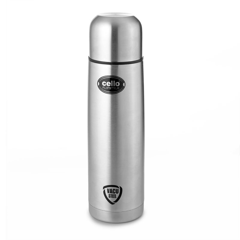Cello Cello Flipstyle Thermosteel Flask with Thermal Jacket 1000ml, Silver | 24 Hours Hot & Cold Water Bottle | Flask for Tea Coffee | Rust & Leak Proof | Ideal for Office, Gym, Home, Kitchen, Travel Bottle  - Image 3