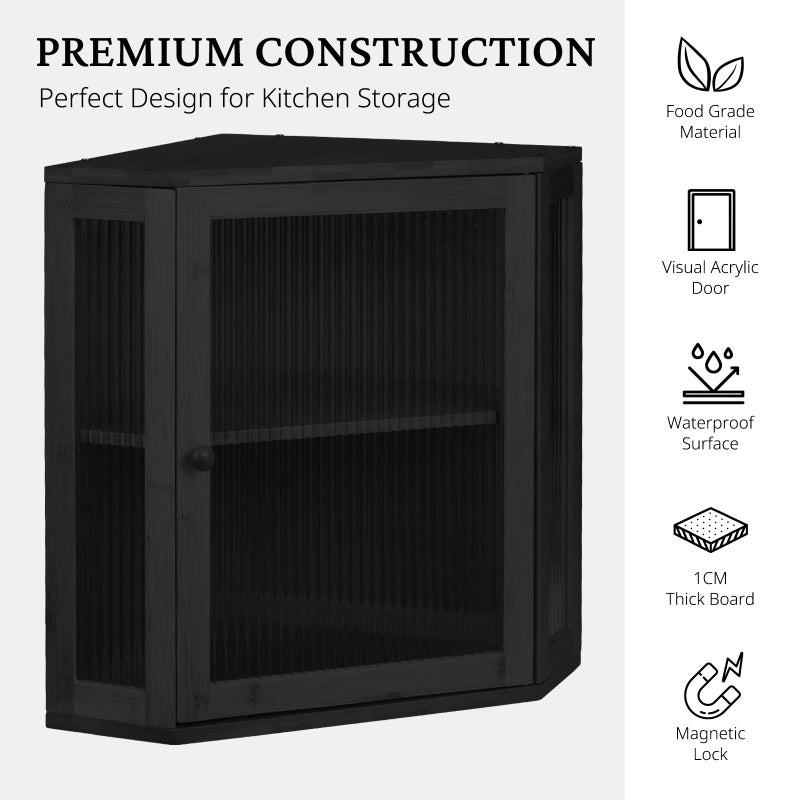 BRONYPRO Corner Bread Box for Kitchen Countertop, Double Layer Bamboo Breadbox with Adjustable Partition, Modern Bread Storage Organizer (Extra Large Black) - Image 5