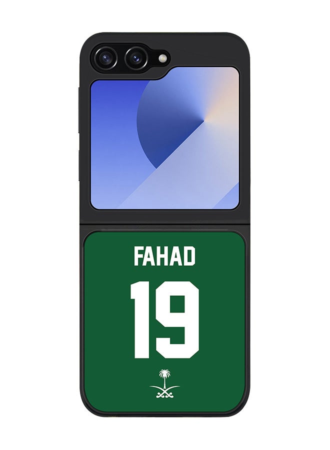 Stylizedd Rugged Black edge case for Samsung Galaxy Z Flip6, Slim fit Case Flexible TPU Gel Thin Cover - Football Team - Saudi Arabia, Player Name - Fahad - Image 1