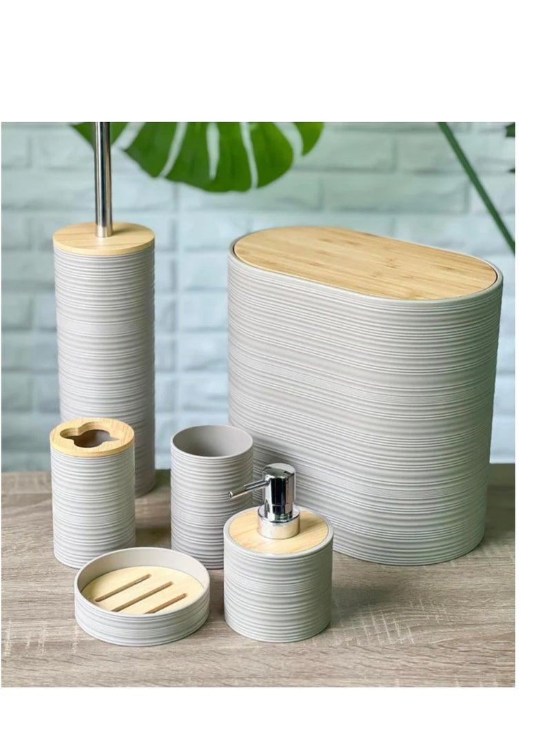 5-Piece Bathroom Accessories Set – Modern Bathroom Decor Set with Soap Dispenser, Toothbrush Holder, Tumbler, Soap Dish & Storage Jar | Stylish Countertop Set for Bathroom Organization
