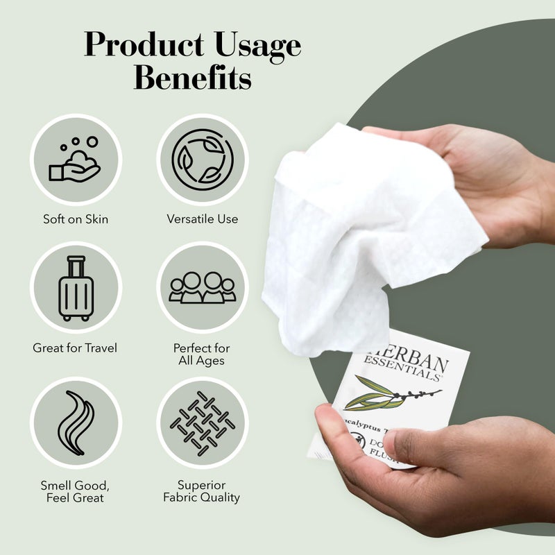 Herban Essentials - Eucalyptus Wipes & Towelettes - Essential Oil Wipes for Hands & Body - Travel Size Essentials and Toiletries - Natural, Individually Wrapped, Disposable & Moist Refresh (20 count) - Image 5
