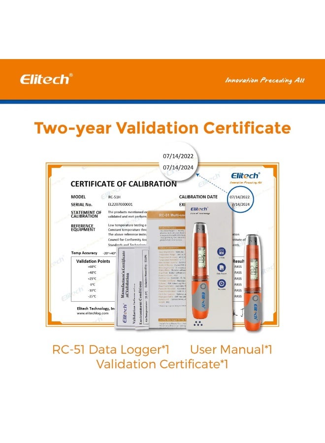 إليتك مقياس حرارة ورطوبة Elitech RC-51H USB على شكل قلم تقرير بى دي إف 32000 نقطة - Image 2