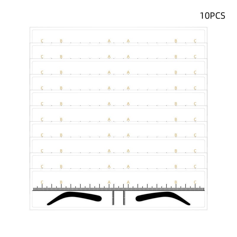 Narrow Eyebrow Ruler 10pcs Yellow Disposable Non-slip Eyebrow Stencil - Symmetrical Marking Eyebrow Shape Kit for Microblading Supplies Home DIY Makeup Beginners Professionals - Image 1