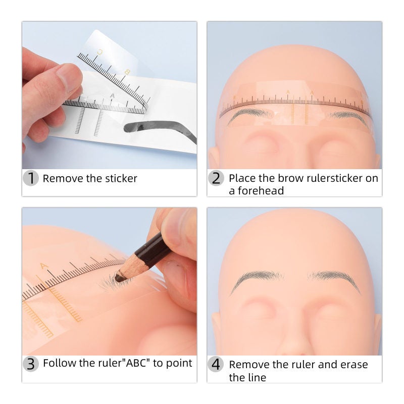 Narrow Eyebrow Ruler 10pcs Yellow Disposable Non-slip Eyebrow Stencil - Symmetrical Marking Eyebrow Shape Kit for Microblading Supplies Home DIY Makeup Beginners Professionals - Image 4