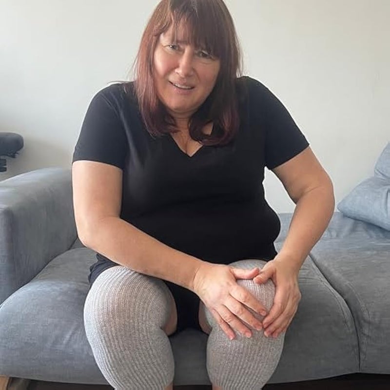 سينيور اي كير واقيات الركبة القطنية المرنة للرجال والنساء - دعم الدورة الدموية وتخفيف الام المفاصل، مساعد التهاب المفاصل، زوج واحد، صنع في اليابان, رمادي - Image 4