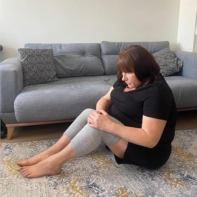 سينيور اي كير واقيات الركبة القطنية المرنة للرجال والنساء - دعم الدورة الدموية وتخفيف الام المفاصل، مساعد التهاب المفاصل، زوج واحد، صنع في اليابان, رمادي - Image 5