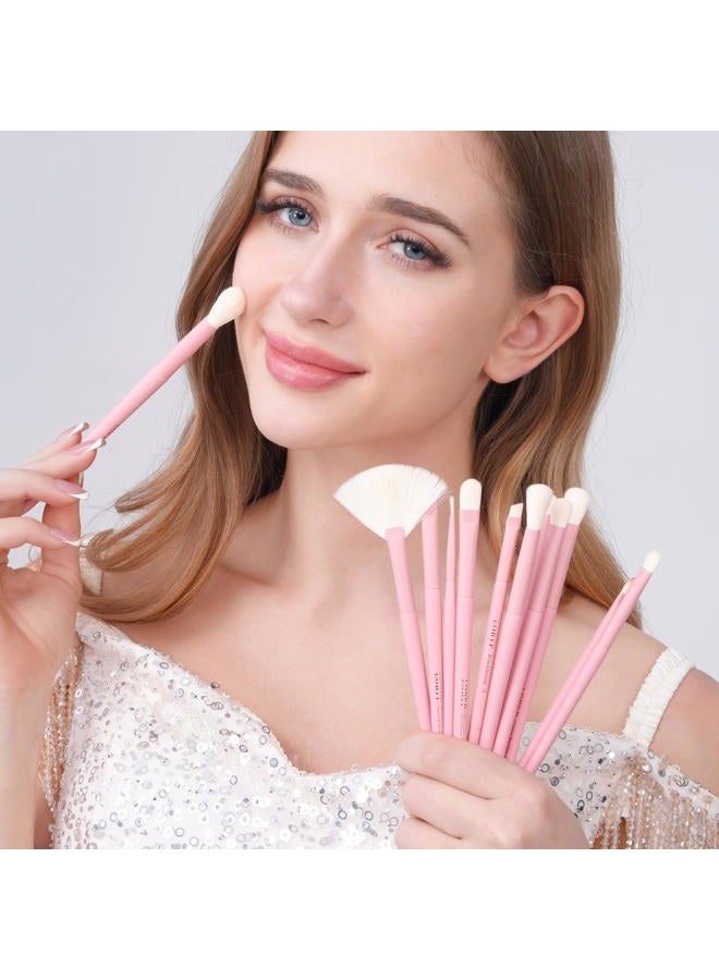 LORYP Makeup Brushes Set Labeled 18 Piece Face and Eye Brush Set Ultra soft hair Foundation, Concealer, Blush, Contour, Blending, Eyeshadow Pink Brush kit - Image 4