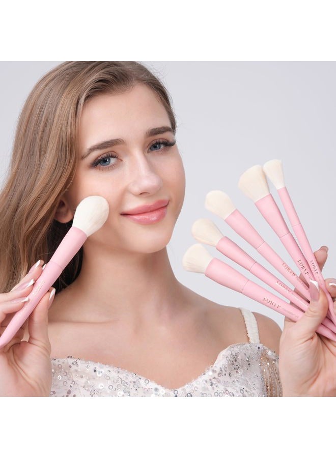 LORYP Makeup Brushes Set Labeled 18 Piece Face and Eye Brush Set Ultra soft hair Foundation, Concealer, Blush, Contour, Blending, Eyeshadow Pink Brush kit - Image 3
