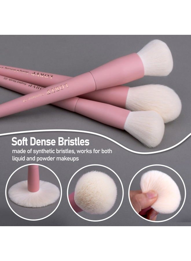 LORYP Makeup Brushes Set Labeled 18 Piece Face and Eye Brush Set Ultra soft hair Foundation, Concealer, Blush, Contour, Blending, Eyeshadow Pink Brush kit - Image 5
