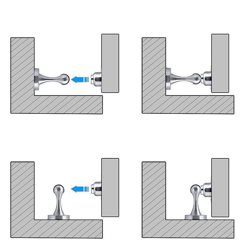 Door Stopper Bumper Magnetic Stainless Steel Door Holder Doorstop for PVC Metal Wood Board Tile Platic Aluminum Sash Silver - Image 4