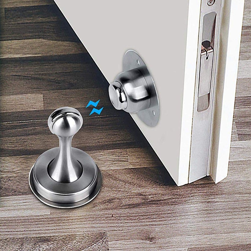 Door Stopper Bumper Magnetic Stainless Steel Door Holder Doorstop for PVC Metal Wood Board Tile Platic Aluminum Sash Silver - Image 5