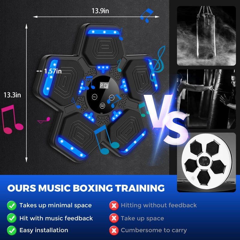 LOLBOX آلة الملاكمة الموسيقية LOLBOX 2025 للأطفال، آلة ملاكمة ذكية بلوتوث مع قفازات ملاكمة مثبتة على الحائط، معدات تمرين الملاكمة الموسيقية المستهدفة للضرب في المنزل (ترقية) - Image 3